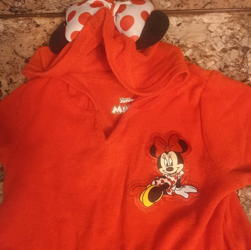 Minnie Mouse Girls Fleece Dress 3T With Hood